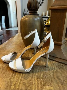 Michael Kors White Ankle-Strap Stiletto Sandals